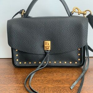 Rebecca Minkoff Small Darren Messenger Crossbody Bag In Black Leather MSRP $298